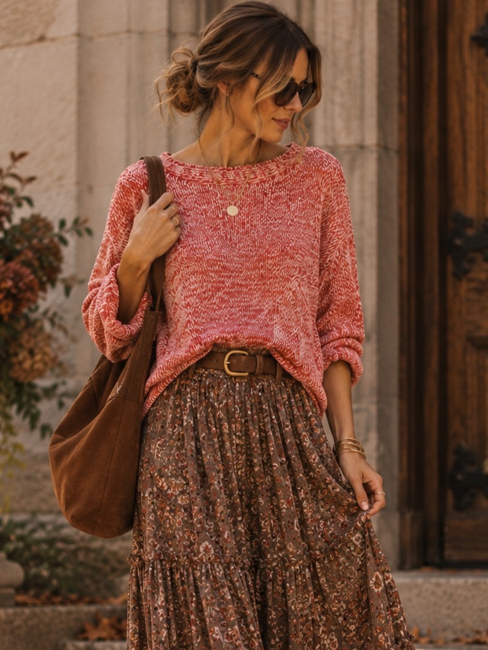 525 America Marled Oversized Cotton Crewneck Sweater